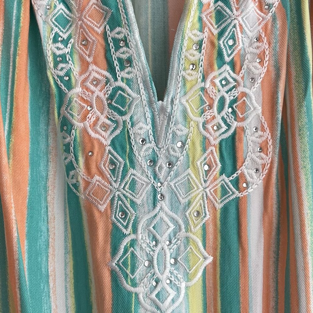 Ruby Rd Tie Front Flutter Sleeve Embroidered Embe… - image 2